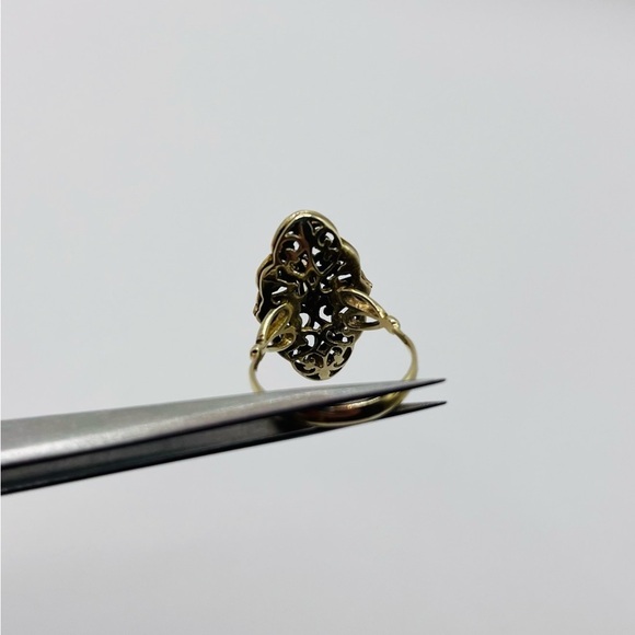 14k Gold Vintage Filigree Natural Opal Ring - Picture 8 of 9